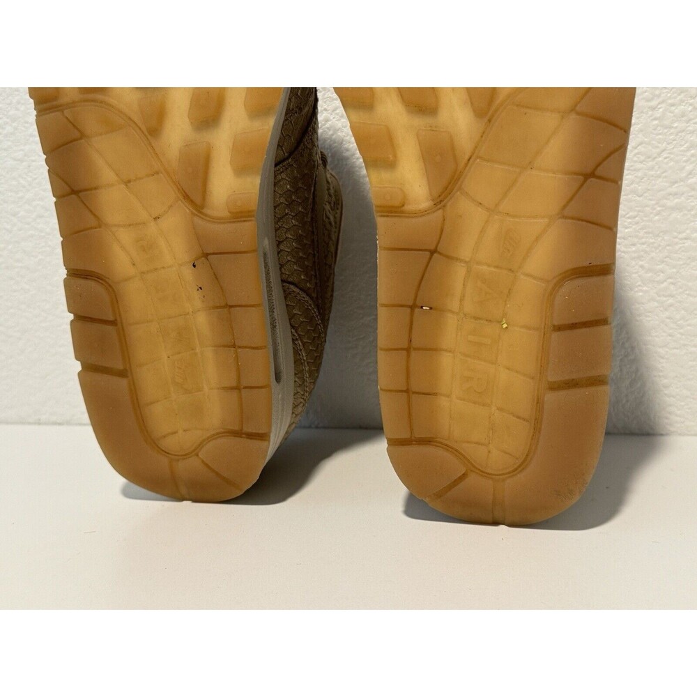 Nike Air Max 1 Womens Running Shoes Sz 12 Premium Gold Fish Sneakers 454746-900 - Picture 16 of 16